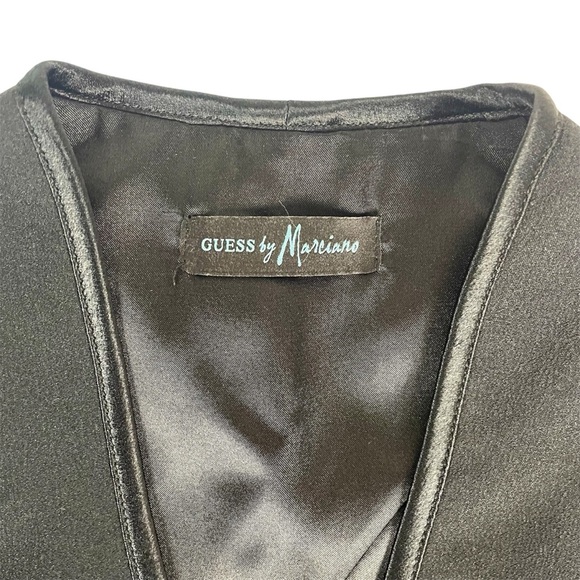 GUESS By Marciano Black Peplum Dress Size 0 Sleeveless Open Back Deep V-Neck - Picture 4 of 14